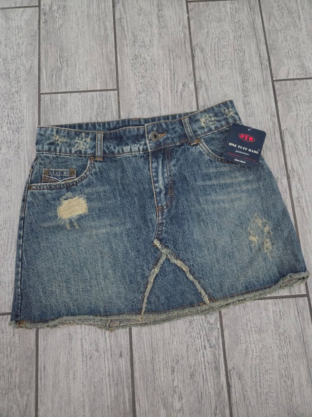 One Tuff Babe Denim Women's Mini Skirt Desert Blue Size 7/8 NWT